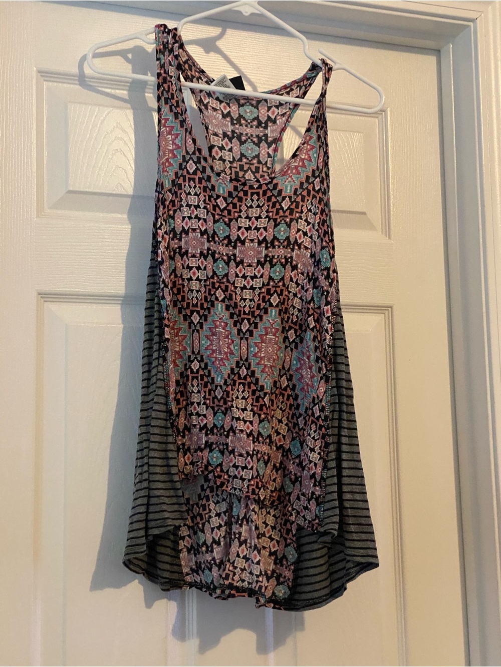 Wallpapher Aztec-Print High-Low Tank Dress in Pink and Teal